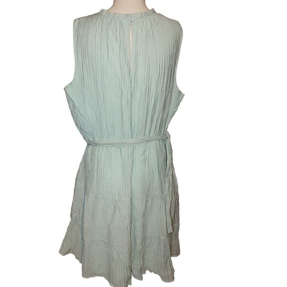 Womens Dress Size Large Mint Green Sleeveless Boho Peasant Ruffle Casual - Picture 4 of 6